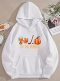 Men's Hoodie Tis The Season Autumn Leaves Pumpkins Coffee Cup And Hockey Stick