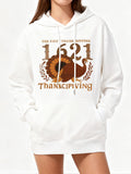 Women's Hoodie The First Thanksgiving 1621 Rustic Harvest Turkey Surrounded By Autumn Leaves Bird