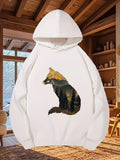 Women's Hoodie Golden Sunset Forest Reflected In Quiet Fox Silhouette