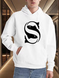 Men's Hoodie Stylized Black Fish Intertwined Forming S Shape Design