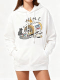 Women's Hoodie Happy Playful Cats With Yarn Balls And Colorful Accents Cat