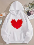 Men's Hoodie Bold Scarlet Outline Heart Centered On White Hoodie