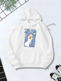 Women's Hoodie Soft Pastel Blue With Hand Painted Minimalist Bird