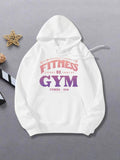 Women's Hoodie Fitness Motivation Lettering With Bold Letters On Classic White Gym Hoodie