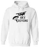Men's Hoodie Sky Diving Silhouette Parachute Descending Under Flying Biplane In Open Sky