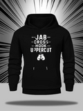 Men's Hoodie Jab Cross Hook Uppercut Boxing Moves With Hanging Gloves Hoodie