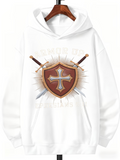 Men's Hoodie Radiant Swords And Glowing Shield With Golden Sunburst Center Shield