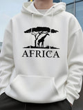 Men's Hoodie Africa Sunrise With Giraffe Silhouette Under Acacia Tree