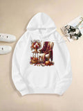 Women's Hoodie Autumn Cozy Scene With Pumpkins Flowers Blankets And Wooden Chair