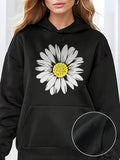 Women's Hoodie Bright Yellow Centered White Petals Radiant Blossom Flower Hoodie