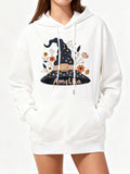 Women's Hoodie Amelia Whimsical Florals And Star Accented Witch Hat