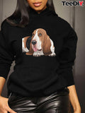 Women's Hoodie Gentle Eyes Relaxing Under Warm Indoor Lights Basset Hound Dog
