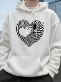 Men's Hoodie Abstract Striped Heart With Spider At The Center Of Pattern