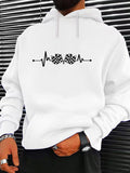Men's Hoodie Heartbeat Line With Racing Checkered Flags Graphic