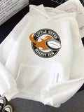 Men's Hoodie Little Sister Biggest Fan With Stylized Rugby Ball Surrounded By Simple Orange Flame