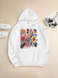 Women's Hoodie Colorful Abstract Garden Blooms With Radiant Flowers Flowing Upward Heart
