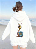 Women's Hoodie Colorful Whimsical Beach Scene Featuring Playful Fantasy Snail