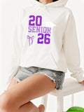 Women's Hoodie Purple Graduation Motif Among Classic Numbers Senior Hoodie