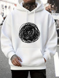 Men's Hoodie Hand Drawn Chaotic Scribble Art Circle