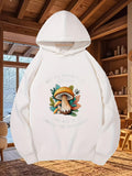 Women's Hoodie Wild Forest With Fern Leaves And Vibrant Mushroom