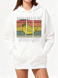Women's Hoodie Bananas Are My Spirit Fruit Retro Rainbow Stripes With Cartoon Yellow Bananas