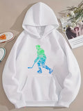 Men's Hoodie Colorful Icy Terrain Silhouette With Hockey Player In Motion