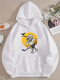 Men's Hoodie Skating Under Evening Sun With Dark Bird And Hockey Skeleton