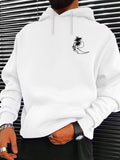 Men's Hoodie Minimalist Palm Tree Silhouette Above Wavy Line On Chest Hoodie