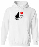 Men's Hoodie Love My Cat With Silhouette And Bright Red Heart Cat