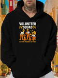 Men's Hoodie Volunteer Squad Cartoon Builders Working Together At Site