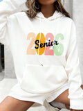 Women's Hoodie Colorful Numbers With Playful Text Design Senior Hoodie