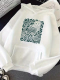 Men's Hoodie Nature Inspired Patterned Owl Sitting Among Flowing Leaves And Branches Owl