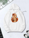 Women's Hoodie Pumpkin Spirit With Festive Halloween Orange Cat Hoodie