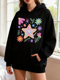 Women's Hoodie Colorful Flowers And Shining Starfish Surrounded By Fresh Garden Leaves Starfish