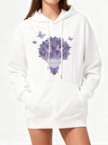 Women's Hoodie Cluster Of Purple Butterflies Forming A Hot Air Balloon Floating Among Flying Butterfly
