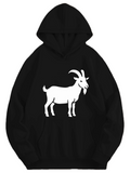 Men's Hoodie Bold Minimal Silhouette Against Black Background Goat