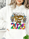 Women's Hoodie Happy New Year Multicolored Fireworks And Bold Party 2026