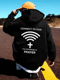 Men's Hoodie Connect To God Wifi Symbol Cross Among Urban Streetwear Hoodie