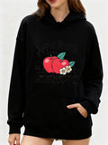 Women's Hoodie Fresh Juicy Red Apples Surrounded By White Daisy Flowers Hoodie
