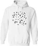 Men's Hoodie Flock Of Black Silhouetted Birds Flying Across Open White Sky Hoodie