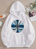 Men's Hoodie Geometric Blue Abstract Pattern With Artistic Symmetrical Elements Circle