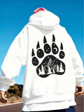 Men's Hoodie Starry Night Forest Landscape Inside A Giant Bear Paw Print