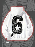 Men's Hoodie Giant Spiderweb With Star Shape Pattern Number Six