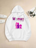 Women's Hoodie Woman Strong Silhouettes And Bold Pink Text Woman