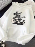 Men's Hoodie Country Style Cowboy Hat Wearing Raccoon Playing Guitar Hoodie