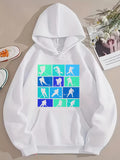 Men's Hoodie Dynamic Silhouettes In Colorful Grids Playing Sports Under Bright Light Athletes