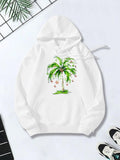 Women's Hoodie Lush Tropical Breeze With Hanging Fruits On Green Palm Tree