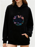 Women's Hoodie Colorful Butterflies Encircling Vivid Garden Floral Pattern Hoodie