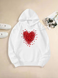 Women's Hoodie Radiant Scarlet Petals Floating Gently Forming Romantic Heart Shape