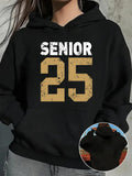 Women's Hoodie Senior Twenty Five With Vintage Bold Number Print Hoodie